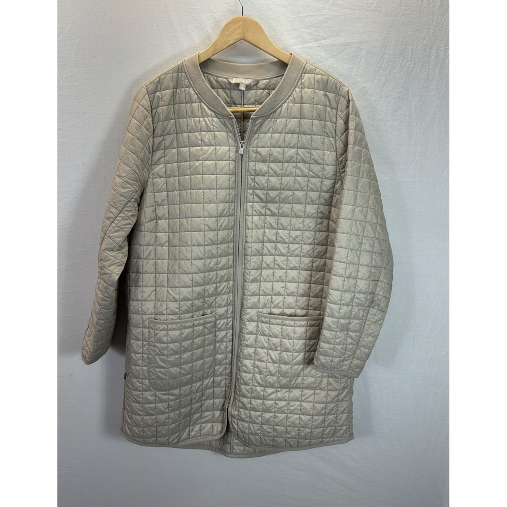 Athleta Grandview Primaloft Shell Quilted Long Bomber Jacket Gray XL Lightweight